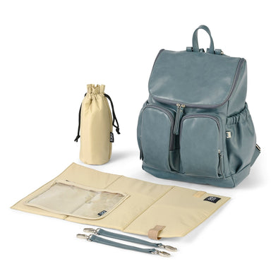 OiOi Signature Nappy Backpack - Stone Blue Vegan Leather