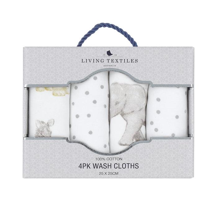 Living Textiles 4-pack Wash Cloths Savanna Babies