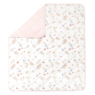Living Textiles Reversable Jersey Cot Comforter- Butterfly/Blush Gingham - Pre Order End August