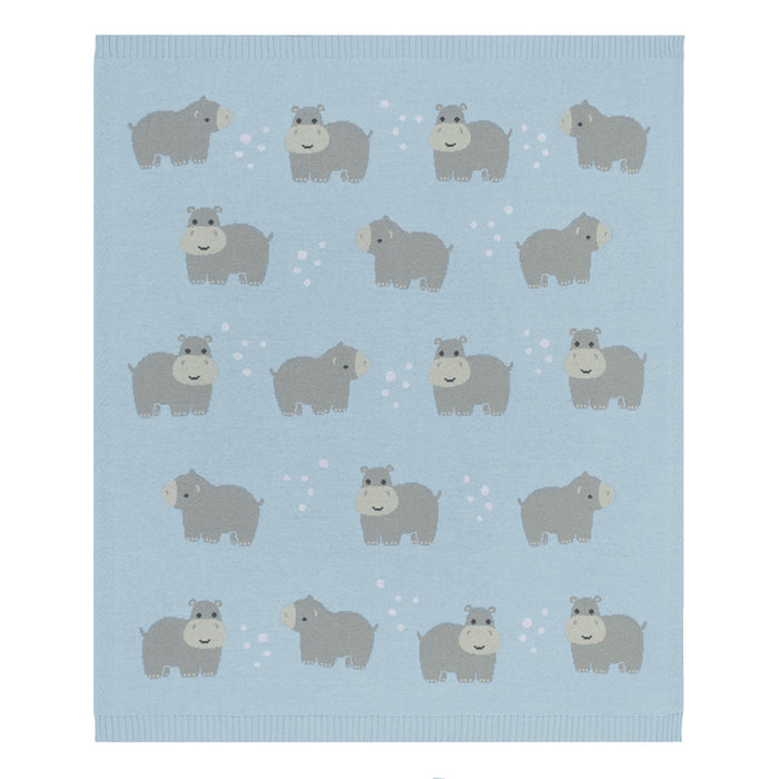 Living Textiles Whimsical Baby Blanket Hippo/Blue