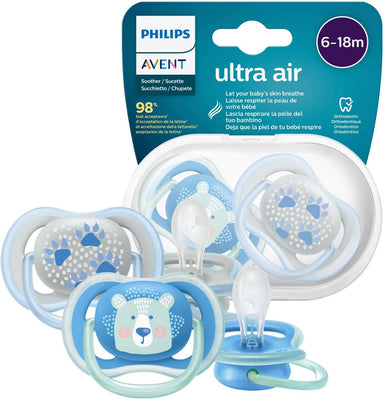Philips Avent Ultra Air Soother 6-18 months 2-pack Bear/Whale