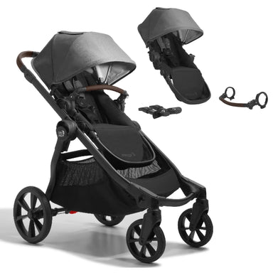 Baby Jogger City Select 2 Eco Premium Double Pram Bundle (Harbour Grey)