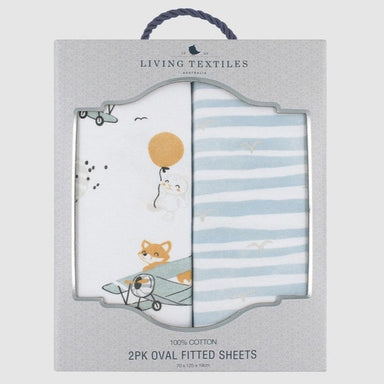Living Textiles 2-pack Round/Oval Cot Fitted Sheets Up Up & Away