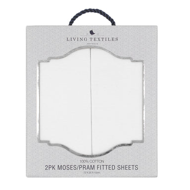 Living Textiles Pram/Moses Jersey Fitted Sheet 2 Pack White