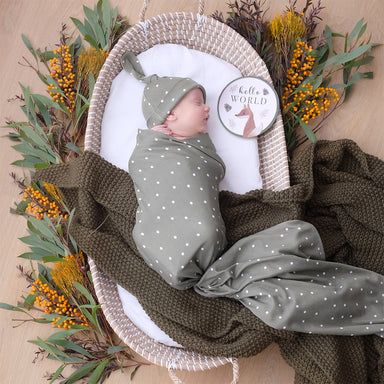 Living Textiles Newborn Gift Set - Olive Spots