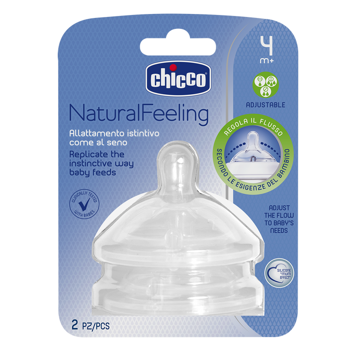 Chicco Natural Teat 2 Pack 4m+ Adjustable Flow