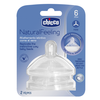 Chicco Natural Teat 2 Pack 6m+ Fast Flow