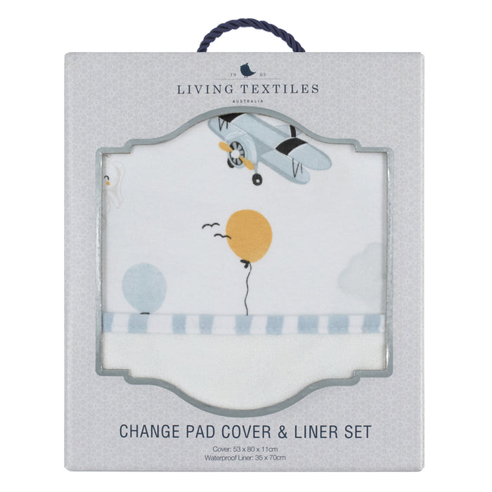 Living Textiles Change Pad Cover & Liner Up Up & Away/Stripes