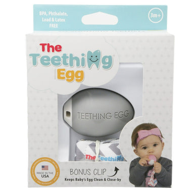 B4K Teething Egg & Bonus Clip Grey