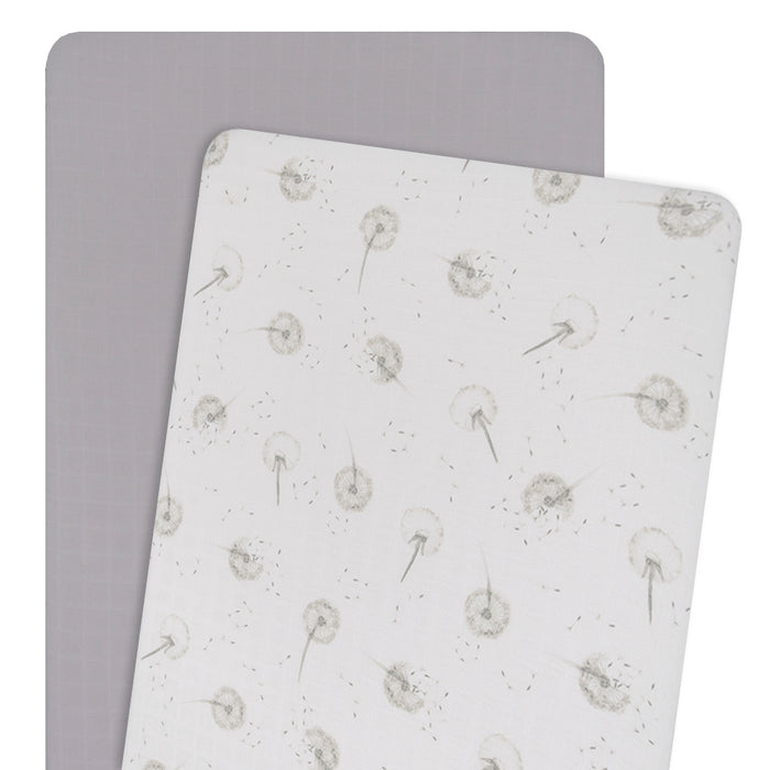 Living Textiles 2-pack Muslin Bassinet Fitted Sheet Dandelion/Grey