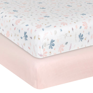 Living Textiles 2-pack Muslin Cot Fitted Sheet Botanical/Blush