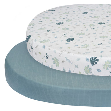 Living Textiles 2-pack Muslin Round/Oval Cot Fitted Sheet -Banana Leaf