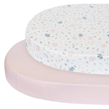 Living Textiles 2-pack Muslin Round/Oval Cot Fitted Sheet -Botanical