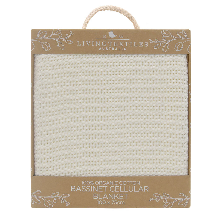 Living Textiles Organic Cellular Bassinet Blanket White