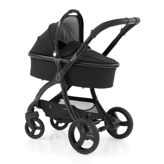 Egg 2 Stroller (Just Black) with Carrycot Bassinet + Height Increaser