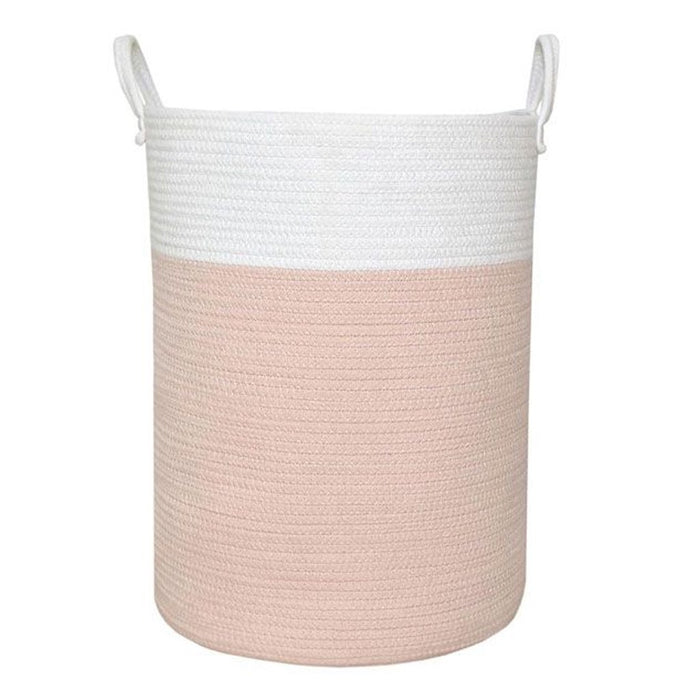 Living Textiles Cotton Rope Hamper White/Pink
