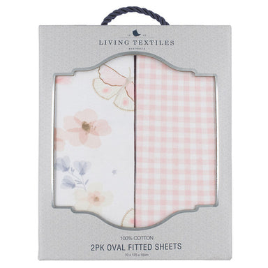 Living Textiles 2-pack Round/Oval Cot Fitted Sheets Butterfly Gingham