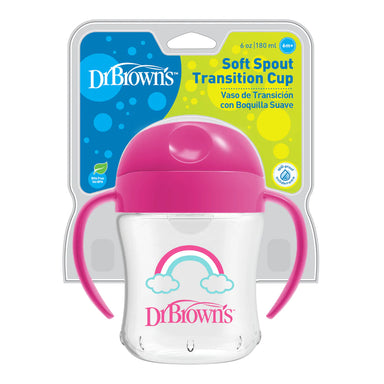 Dr Browns 180ml Soft Spout Cup With Handles 6 Months+ Pink
