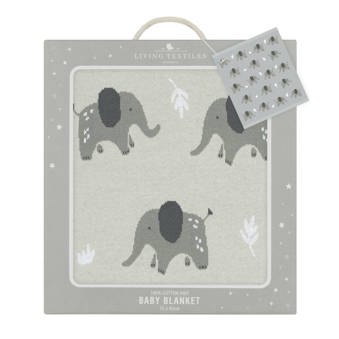 Living Textiles Whimsical Baby Blanket Elephant/Grey